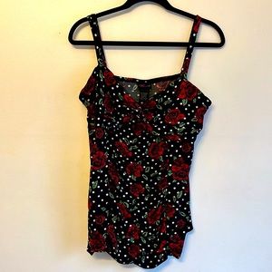 Torrid Retro Chic Polka Dot and Roses Top 2X